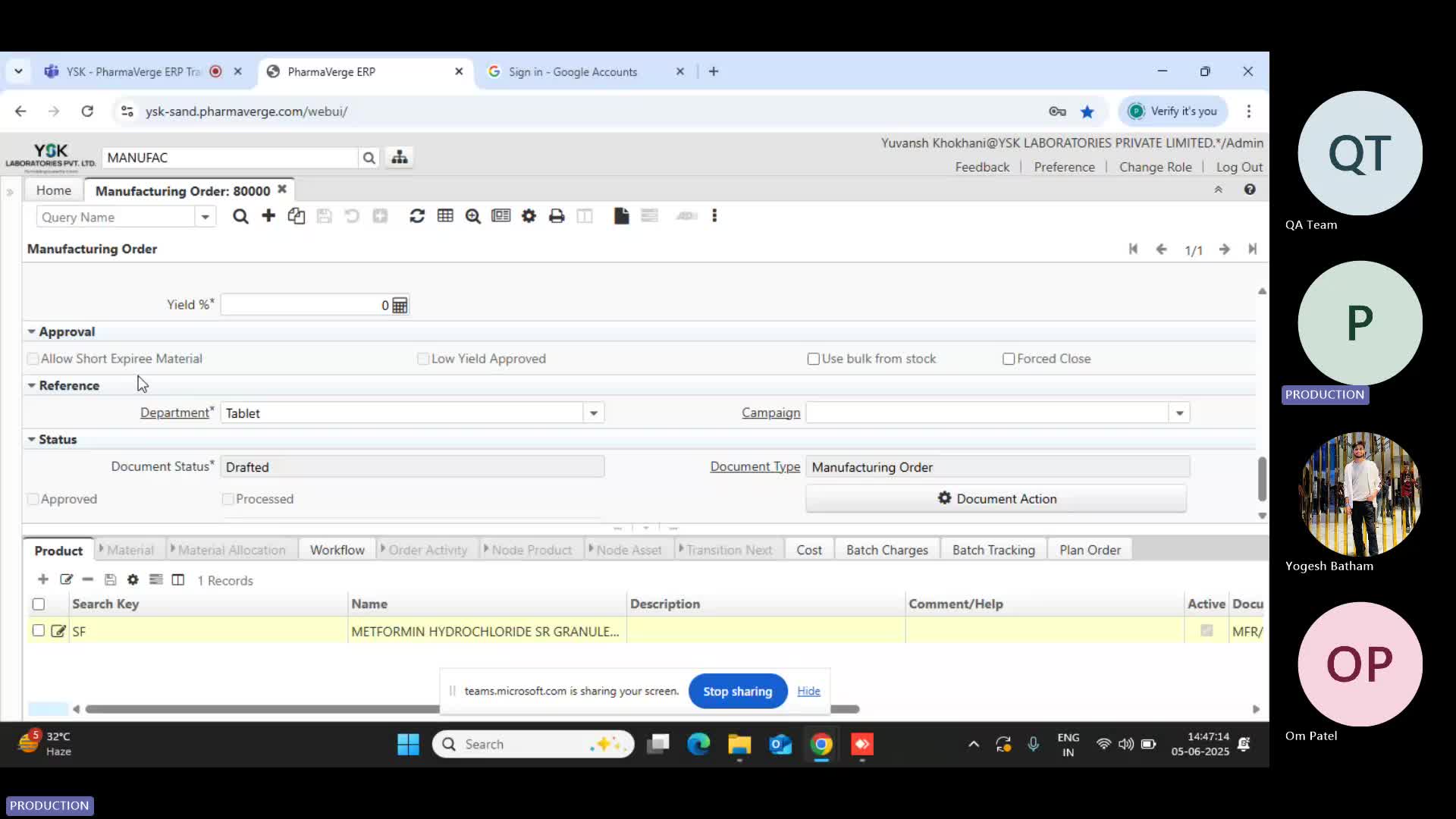 YSK Session 28 - Manufacturing order Part B