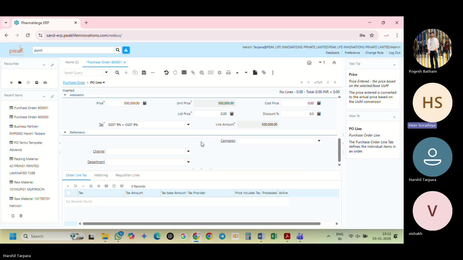 Peak Session 7 - Purchase Order