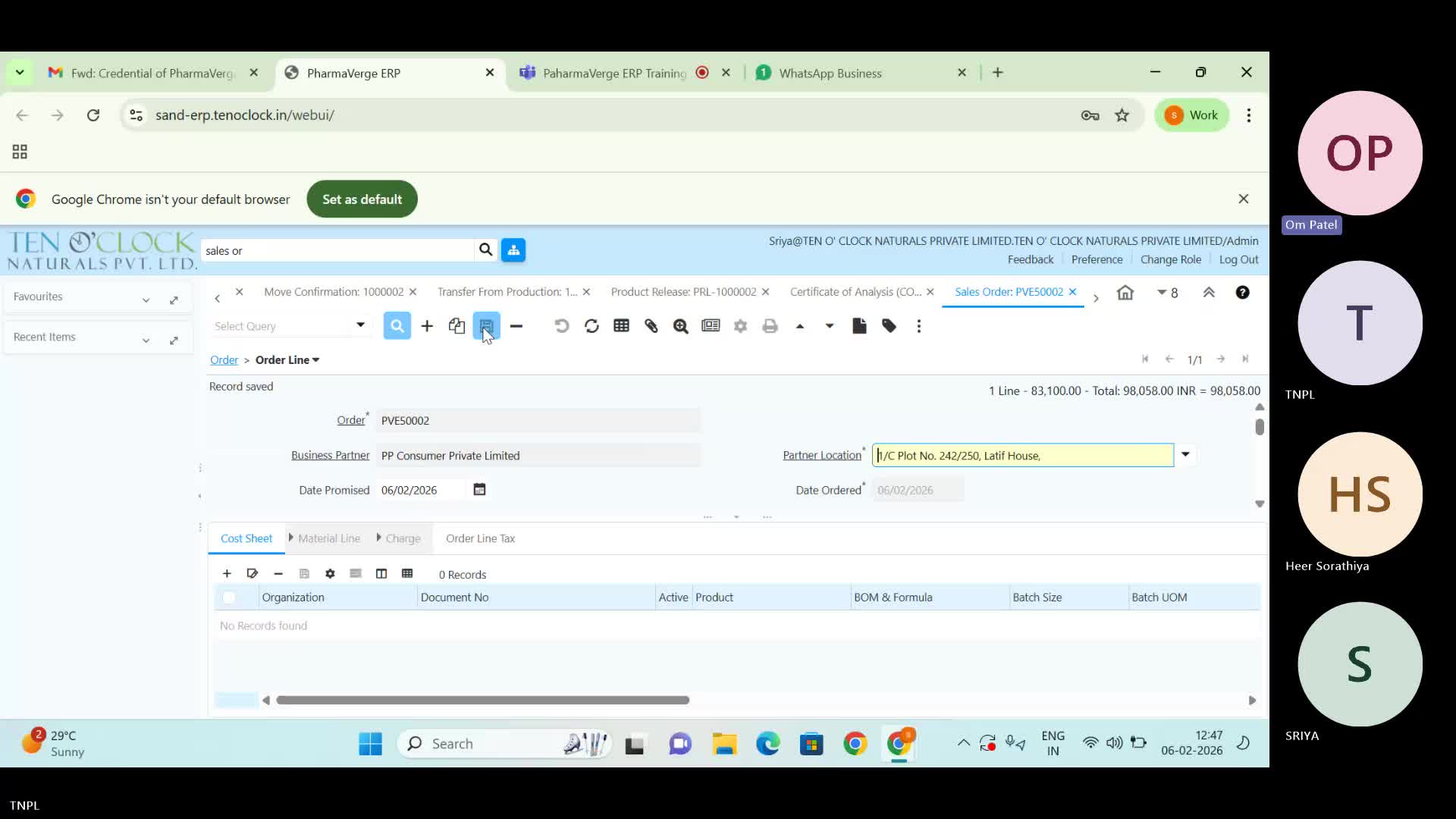 Ten O' Clock Session 16 - Sales Order Flow