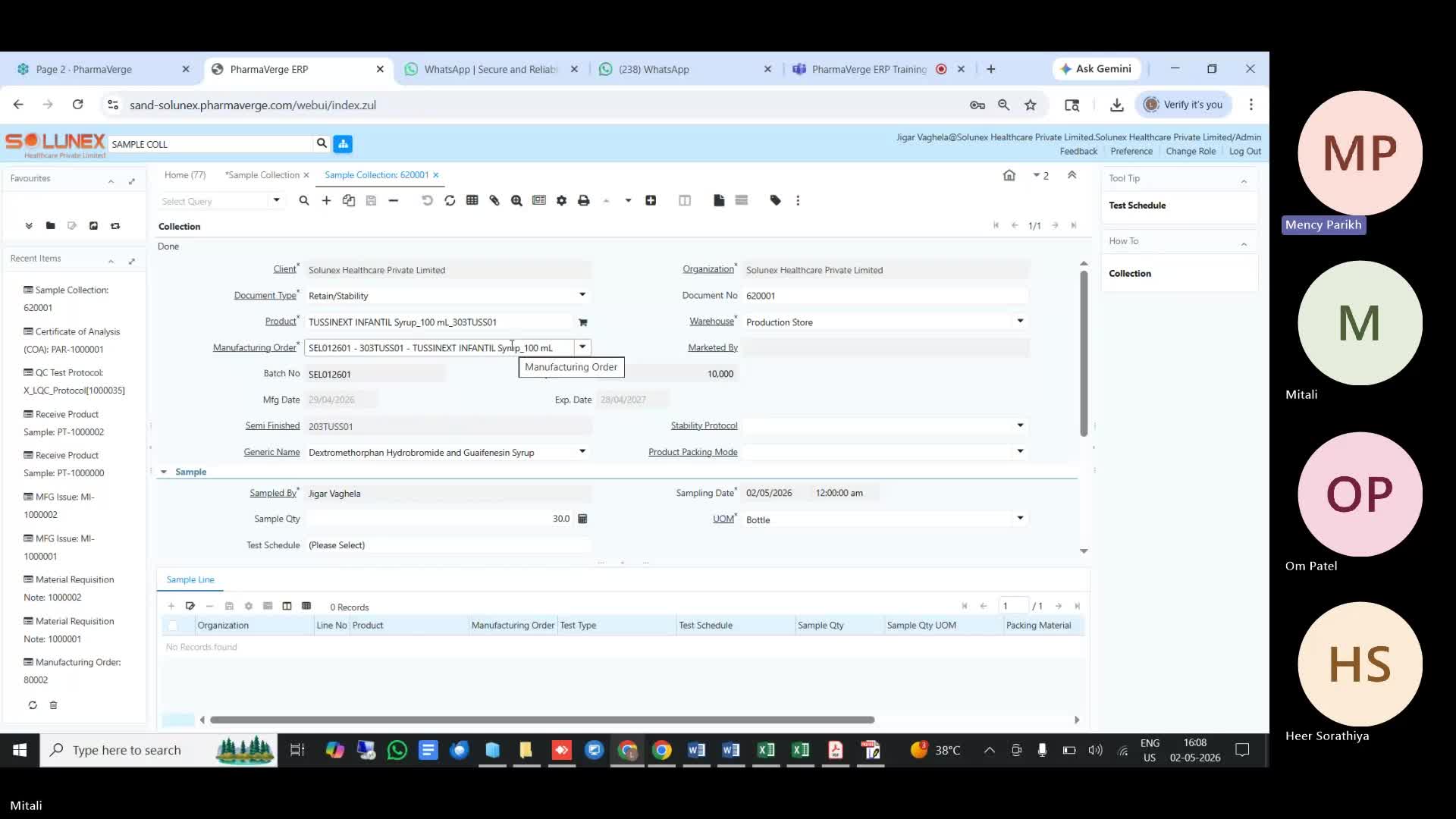 Solunex Session 17 - MFG Flow Continue & Sales Order