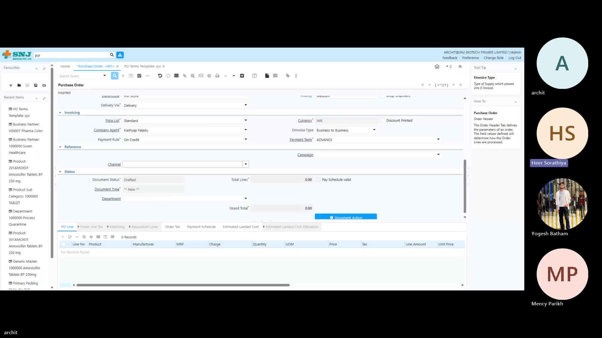 SNJ new session 3 - Purchase Order Creation