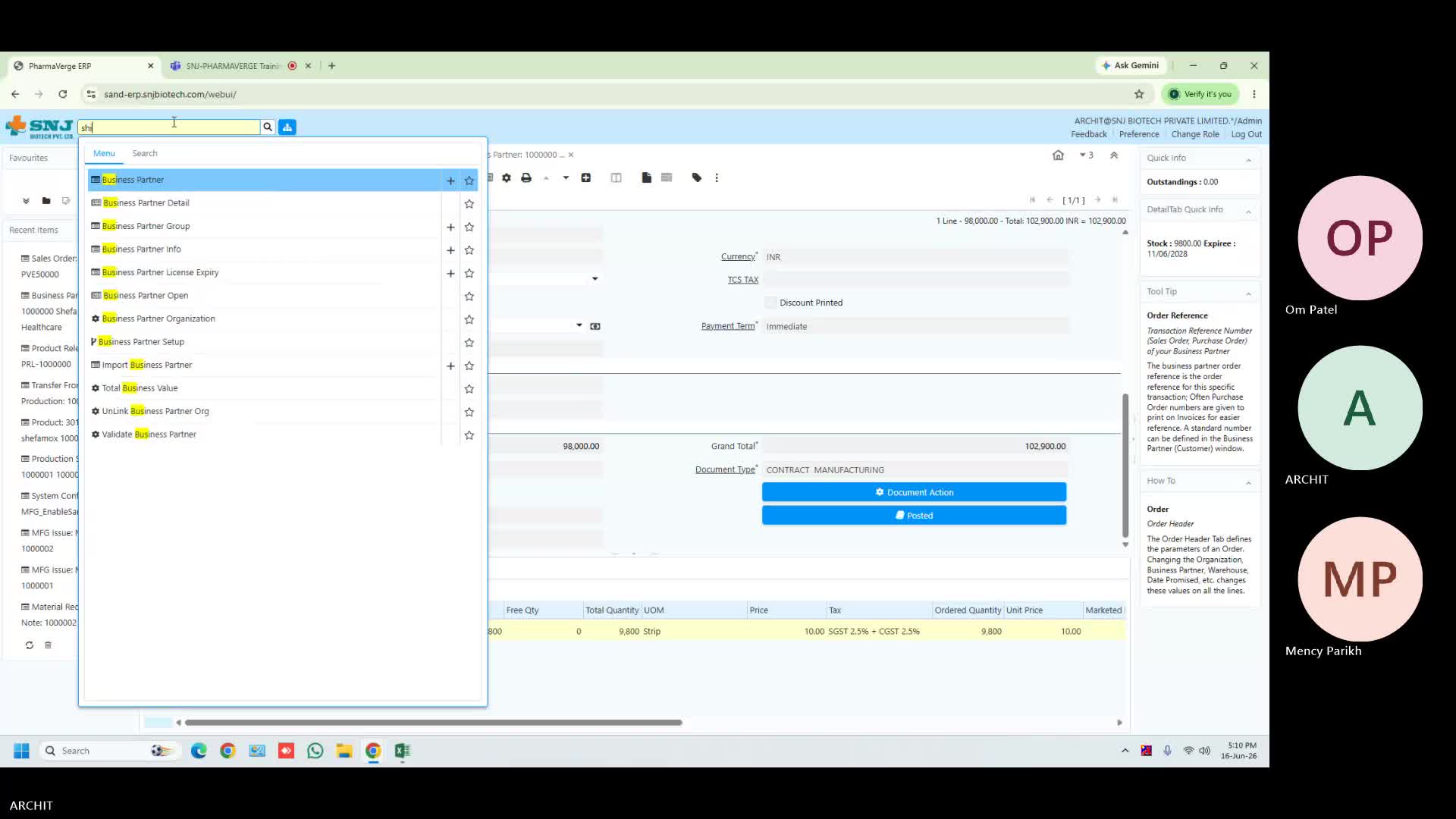 SNJ New Session 9 - Sales Order Creation