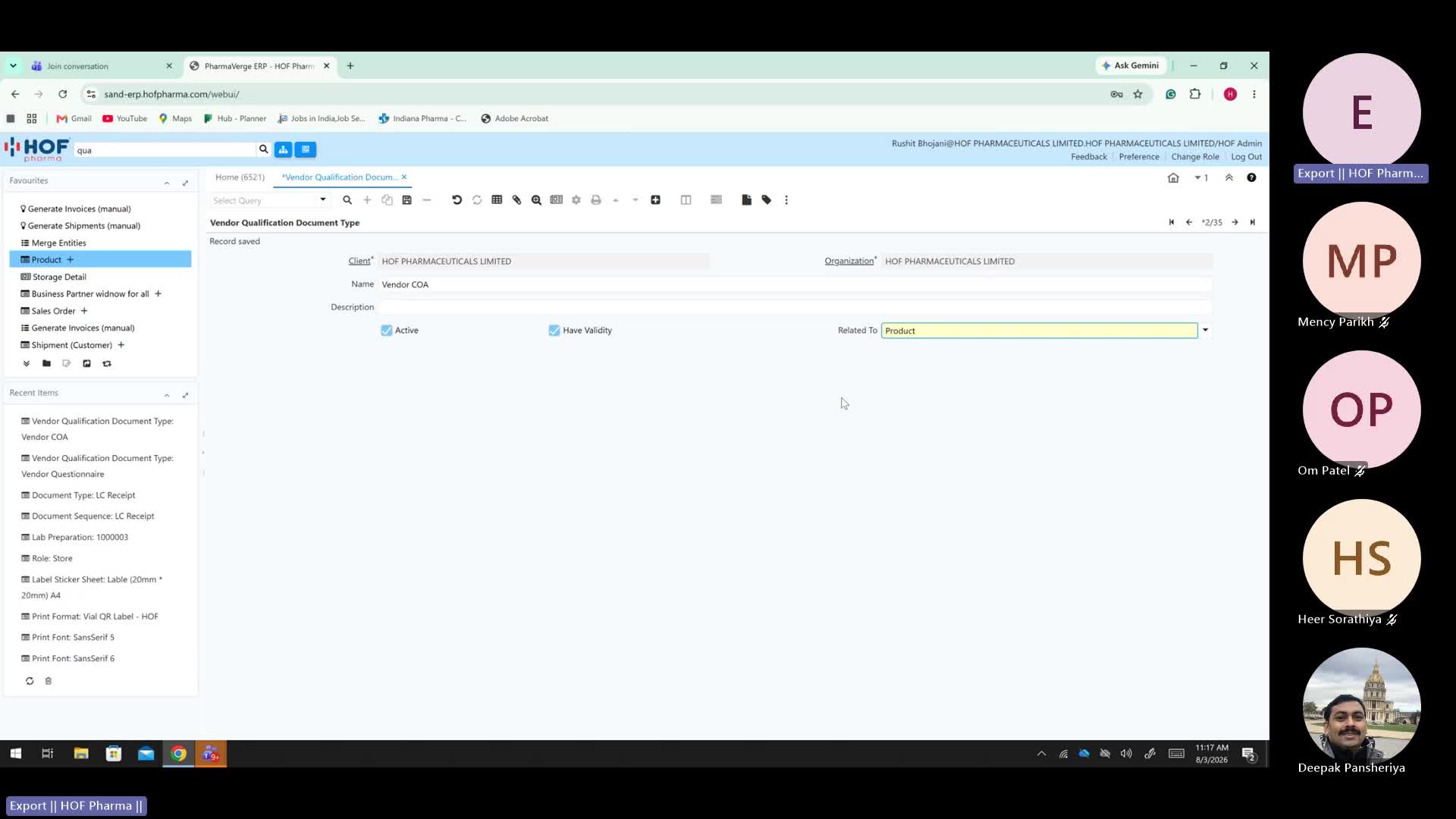 HOF Session 9 - Vendor Approval
